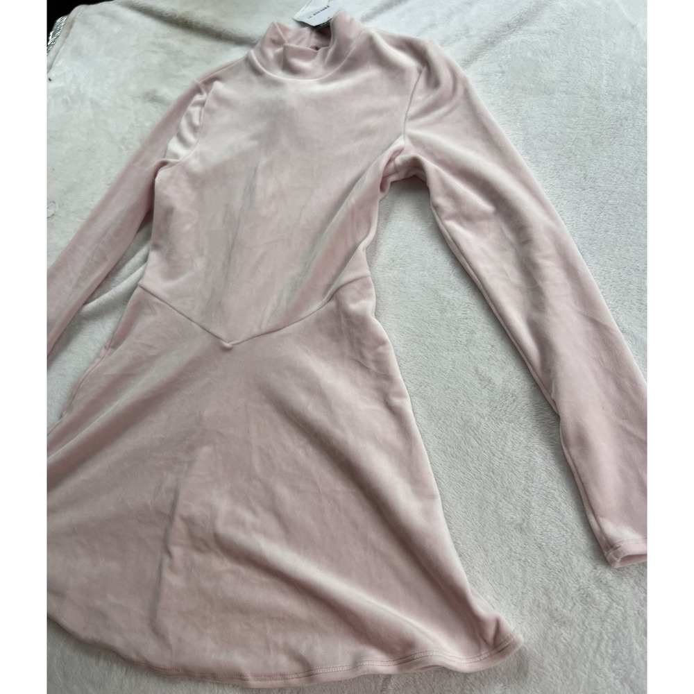 NWT Forever 21 Light Pink‎ Velvet Turtleneck Minidress Longsleeve Medium